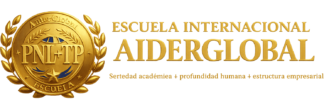 Logotipo horizontal de la Escuela Internacional AiderGlobal, con emblema dorado y tipografía institucional. Incluye el lema “Seriedad académica + profundidad humana + estructura empresarial” sobre fondo transparente.